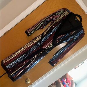 Lulu's Elegant velvet sequin wrap Dress